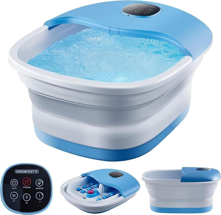 Voetenbad Elektrisch Voetmassageapparaat Massage Verwarming Trillingen Opvouwbaar Afstandsbediening Inklapbaar 16 Shiatsu-wielen Voetreflexzones Massage 35 tot 48 Graden Celsius Timer