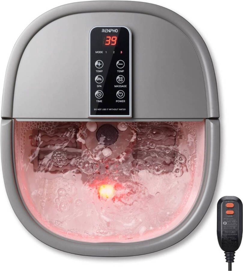 Voetenbad met Massage Voetmassage apparaat Voetbad met Snelle Verwarming Automatische Massage Krachtige Bubbeljets Gemotoriseerde Shiatsu-Massagerollen Pedicure voor Vermoeide Voeten Instelbare Tijd en Temperatuur