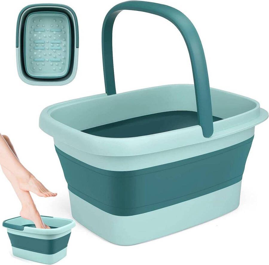 Voetenbad opvouwbaar- voetenbad met massagefunctie- handgreep voor wellness voetverzorging pedicure- ontgifting vermoeidheid verlichten (lichtblauw)
