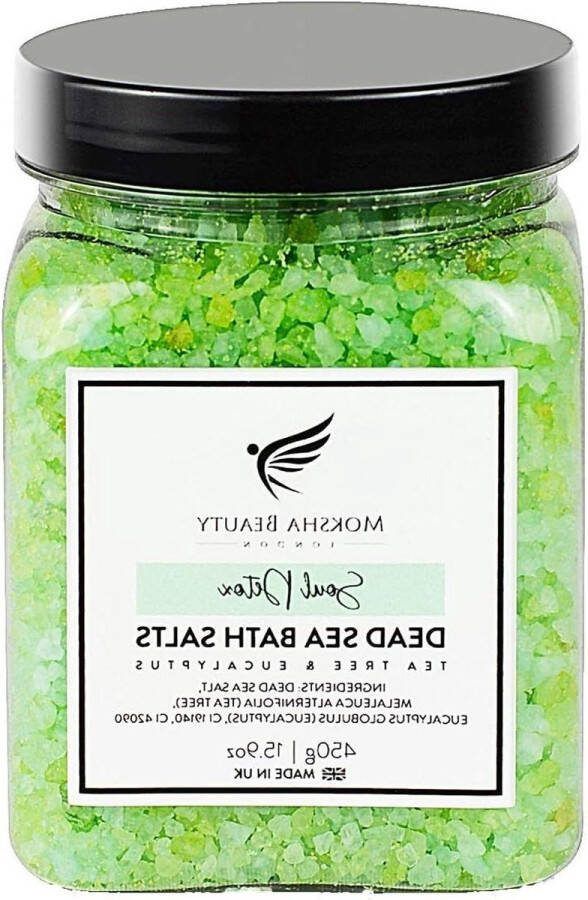 Voetenbad Tea Tree en Eucalyptus Oliën Dode Zee Badzout Bestrijdt voetschimmel 100% natuurlijk 450g
