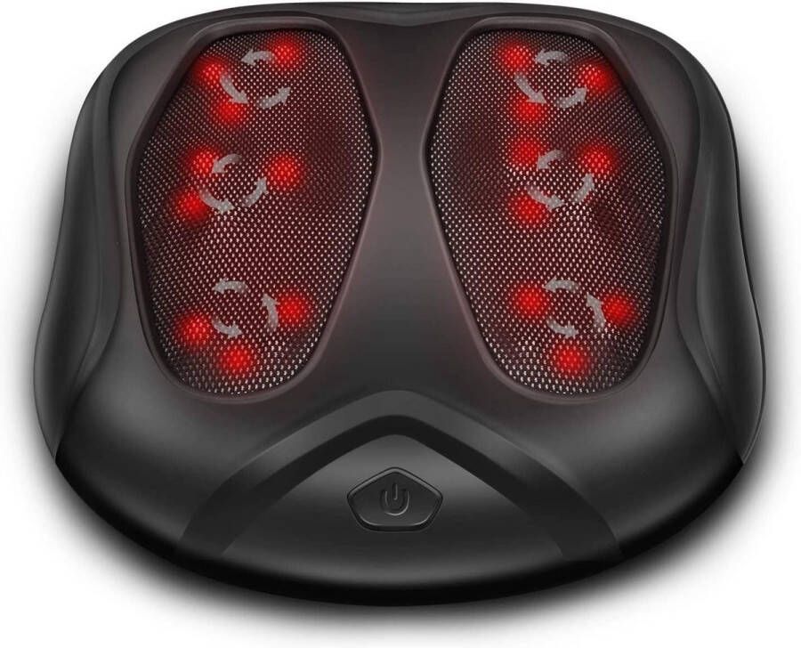 Voetmassage apparaat Shiatsu voetmassager met weldadige warmte Eektrische massager voor plantaire fasciitis Ingebouwde infrarood warmtefunctie en netsnoer (zwart)