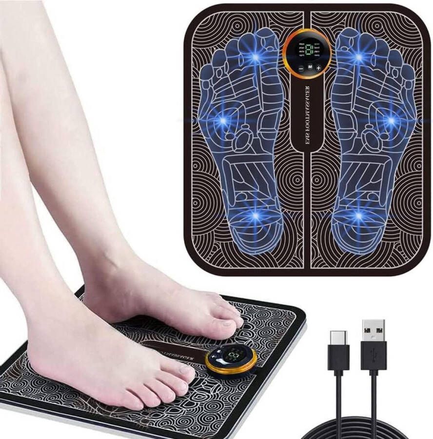 Voetmassage EMS voetmassageapparaat Elektrisch USB-voetmassageapparaat voor doorbloeding spierpijn verlichting 8 modi 19 instelbare frequenties