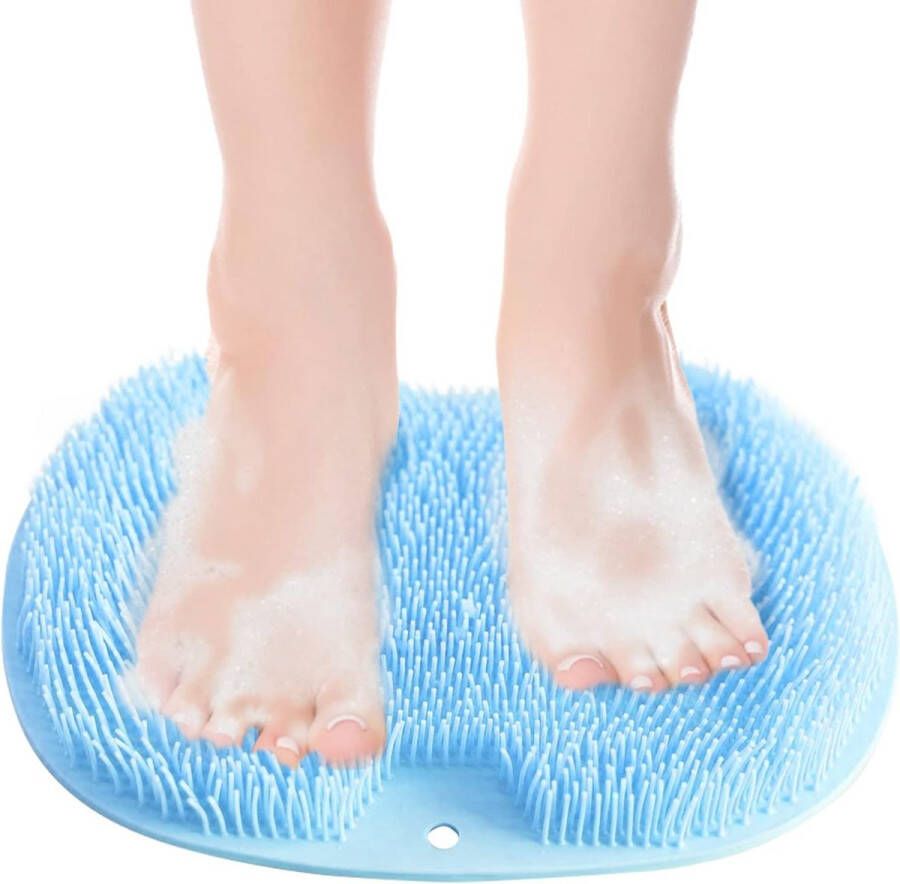 Voetmassageapparaat scrubber voetborstel-wasmachine douche met antislip zuignappen reinigt en masseert je voeten zonder bukken ontlast vermoeide voeten en voetcirkels blauw