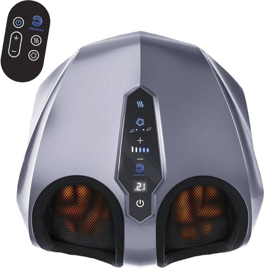 Voetmassageapparaat Voetmassage Digitaal Elektrisch Shiatsu Kneedmassage Afstandsbediening Instelbare Warmte Vibratie 360° Luchtcompressie Zilvergrijs