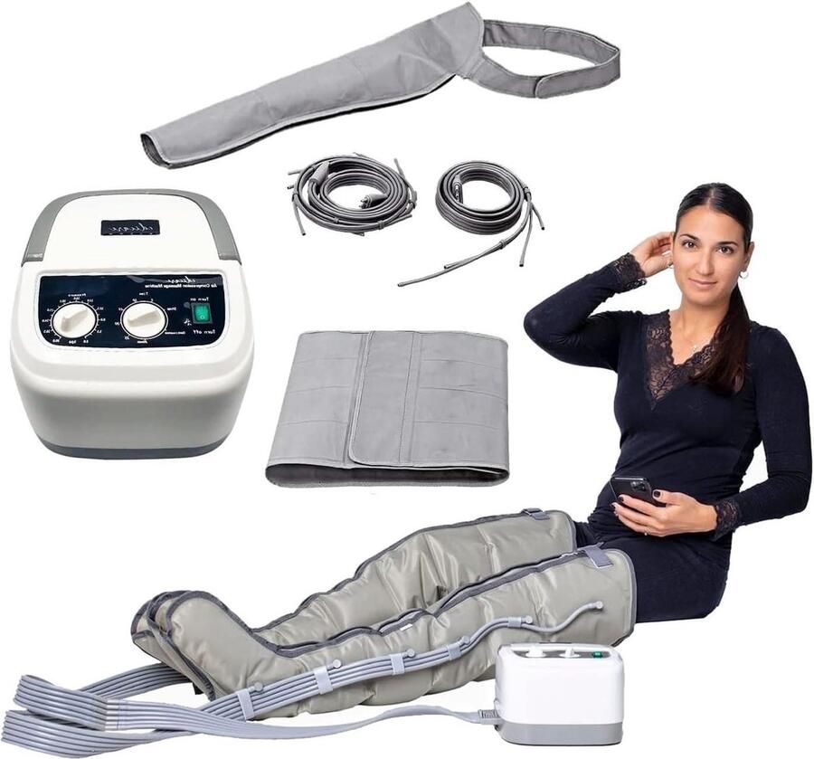 Voetmassageapparaat Voetmassage Lymfedrainage-apparaat voor benen voeten armen onderbuik massage eenvoudig instelbaar gebruik 6 luchtkamers professionele werkzaamheid (volledige bouwset)