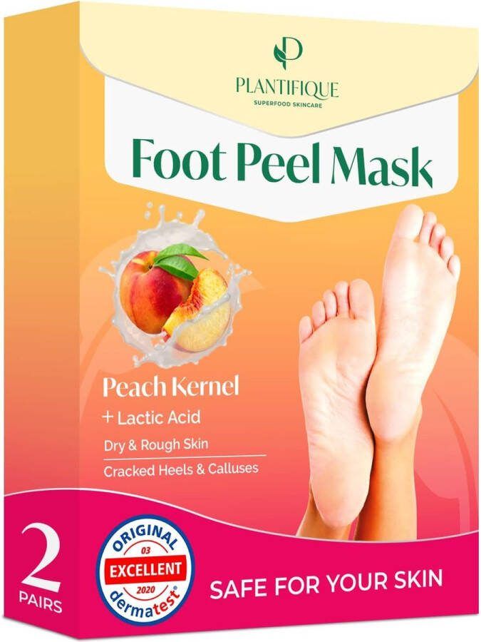 Voetverzorging Voetpeelmasker met perzik van 2-pack peelingvoetmasker dermatologisch getest Herstelt hielen en verwijdert droge dode huidcellen voor zachte babyvoeten Exfoliërend voetpeelmasker voor droge gebarsten voeten