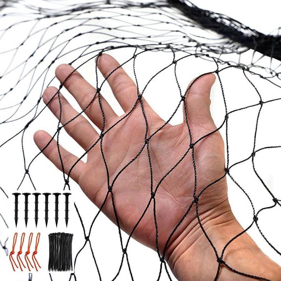 Vogelbeschermingsnet 15 m x 15 m Extra sterk geweven net Fruitboomnet Kattennet Dicht bladnet Kabelbinders Herbruikbaar bird netting