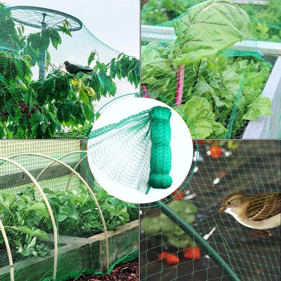 Vogelbeschermingsnet 4 x 15 m vogelnet bescherming verhoogd bloembed net tuin voor duivenafweer vogelafweer plantennet bladnet fijnmazig stabiel voor fruitbomen aardbeien
