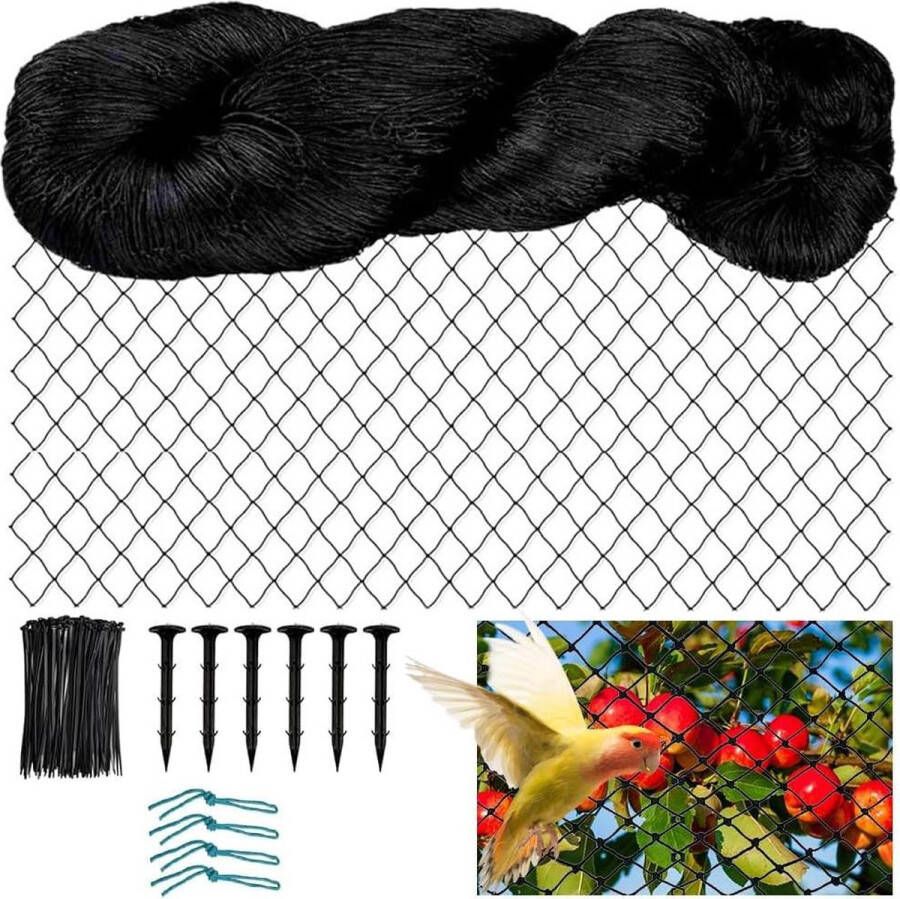 Vogelbeschermingsnet 75 m x 15 m volièreget met 6 cm net voor kippenren volièrenet vijvernet gevogeltenet geschikt voor fruitbomen en groenten Kattennet Balkon
