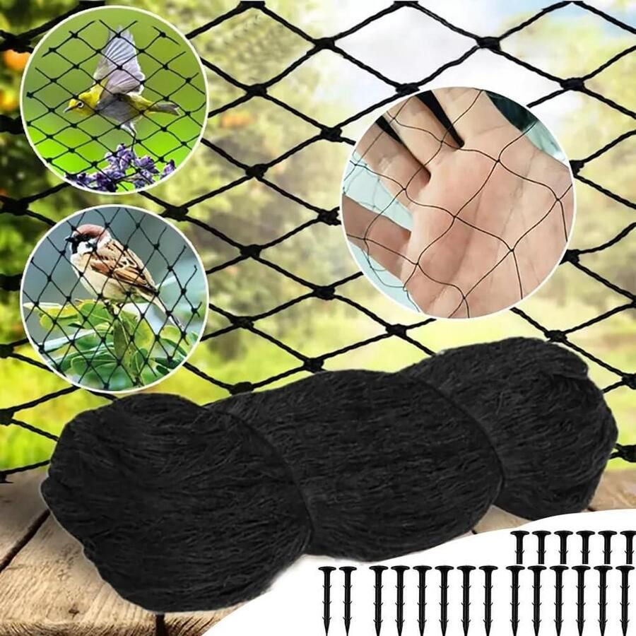 Vogelbeschermingsnet fijnmazig 15 x 15 m herbruikbaar weerbestendig uv-bestendig fruitbomen tuin Omheining Net
