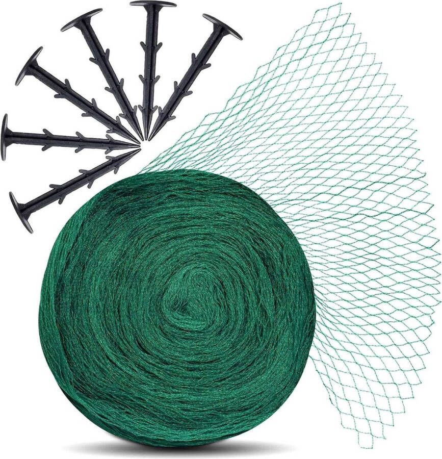 Vogelbeschermingsnet fruitboomnet tuinnet vijvernet zwembadnet- robuust bladnet 12 x 12 mm (5 x 5 m incl. 8 haken) Omheining Net