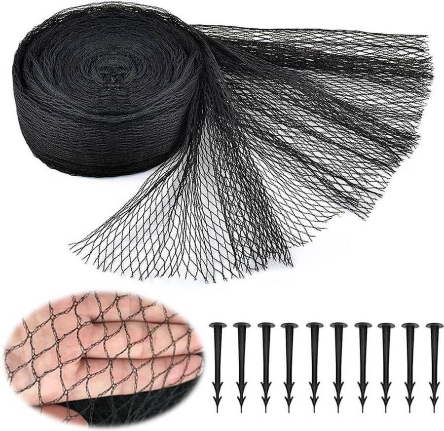 Vogelbeschermingsnet zwart fruitboomnet tuinnet vijvernet zwembadnet robuust 4 x 10 m bird netting