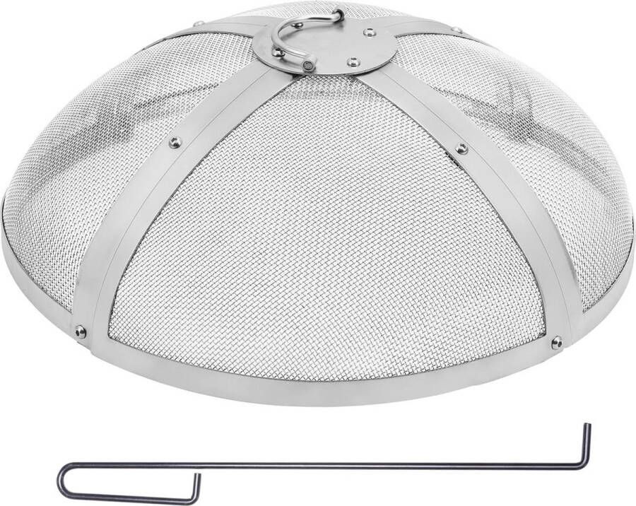 Vonkscherm voor Vuurkorf Rond 20 inch Versterkt Zwaar Stalen Afdekking Buiten Vuurkorfdeksel met Ringhandvat Terras Outdoor