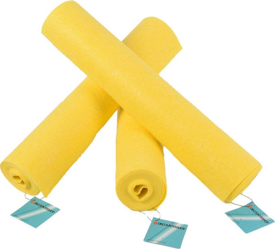 Voordeelset 3-Pack Gele Poetsdoeken 12m Totaal Premium Kwaliteit Reinigings- & Sopdoeken