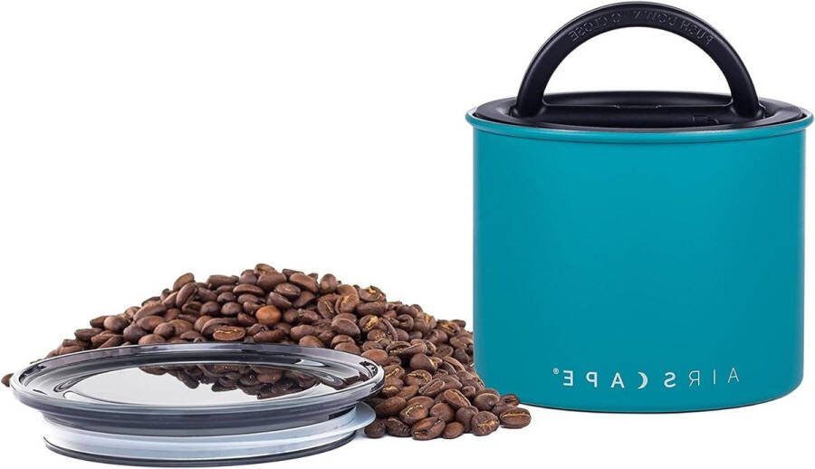Voorraaddoos koffie en levensmiddelen turquoise 250 g RVS luchtdicht deksel Airscape