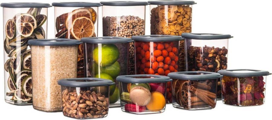 Voorraaddozen met deksel luchtdicht set van 12 stuks BPA-vrij voorraaddoos keukenorganizer opbergdoos keuken opslag en organisatie theebox koelkastorganizer