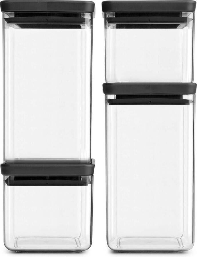 Voorraadpot stapelbaar Dark Grey Set van 4 Modern design Tasty+ Voorraadbussen