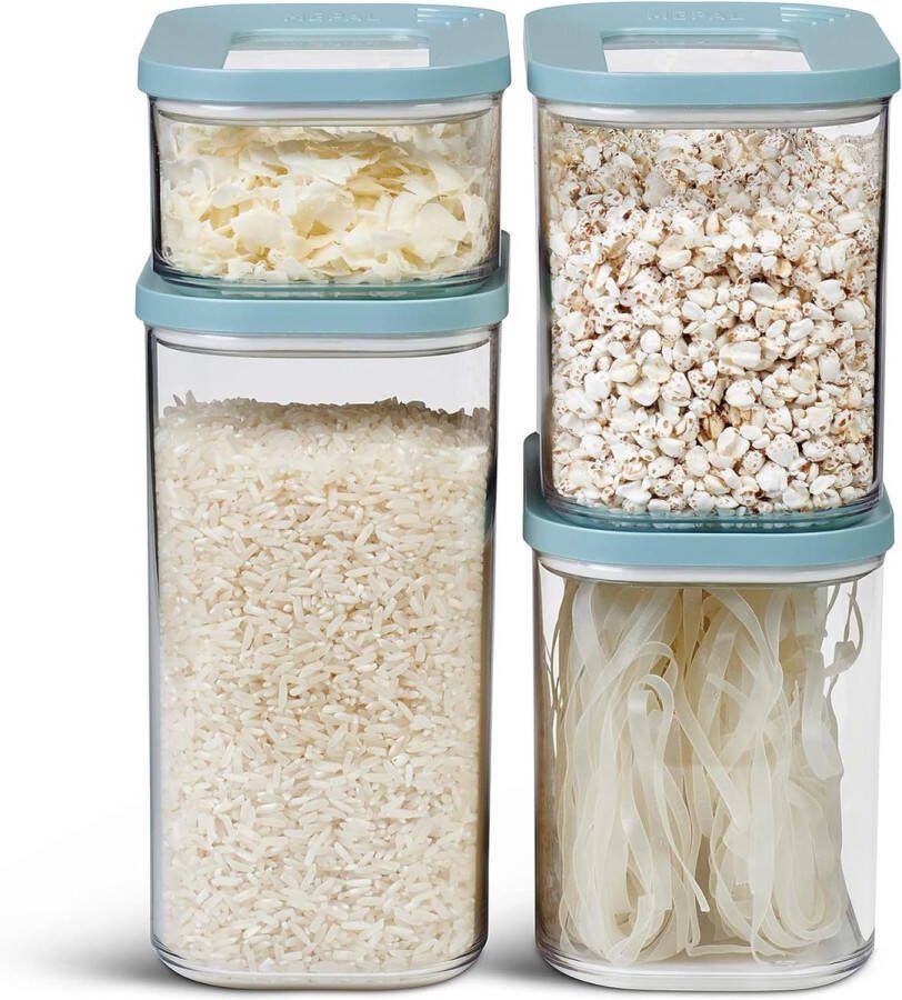 Voorraadpotten set van 4 Nordic Green 2 x 1000 ml 1 x 1500 ml en 1 x 425 ml Voorraadcontainers met deksel voor droogvoer Voedselbewaarcontainers en opbergdozen
