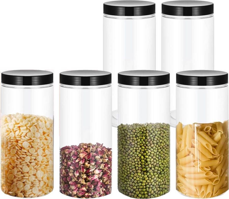 Voorraadpotten Snoeppot Voorraadbussen Vershouddoos 6 Stuks BPA vrij 500ml en 1000ml
