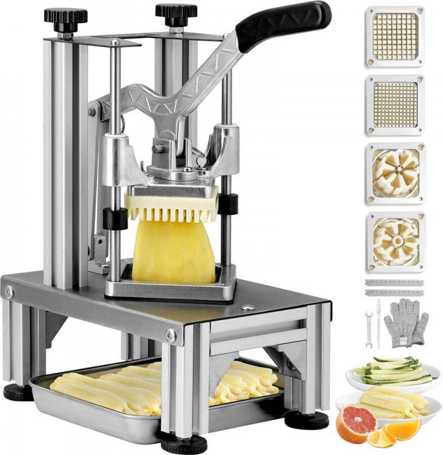 VOR Aardappelsnijder Fritessnijder 1 4 + 3 8 Inch Fritessnijder Groentesnijder Commerciële Chopper Fruitsnijder met 2 reservemessen RVS Chopper Salade Fruit