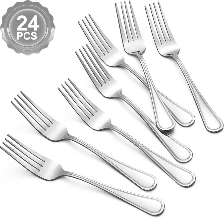 Vorken 24 stuks 20 cm roestvrij stalen vorken tafelvorken bestekvorken taartvorken spiegelgepolijst dessertvorken vaatwasmachinebestendig tafelvorken geschikt voor thuis restaurant