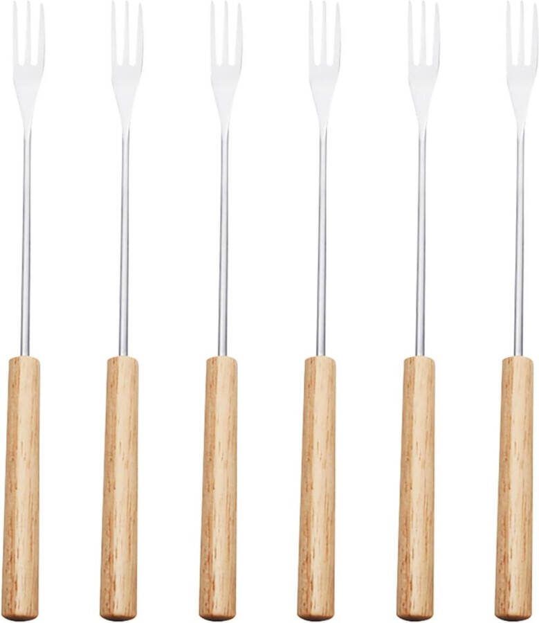 Vorkjes-gebaksvorkjes-RVS-Bestekvorken -6 stks set roestvrijstalen chocoladevork Hot- Pot-vorken Eetstokjes- Boter Kaas Fruit Dessert Fondue Spies -Keukengereedschap -Food Grade Vorken
