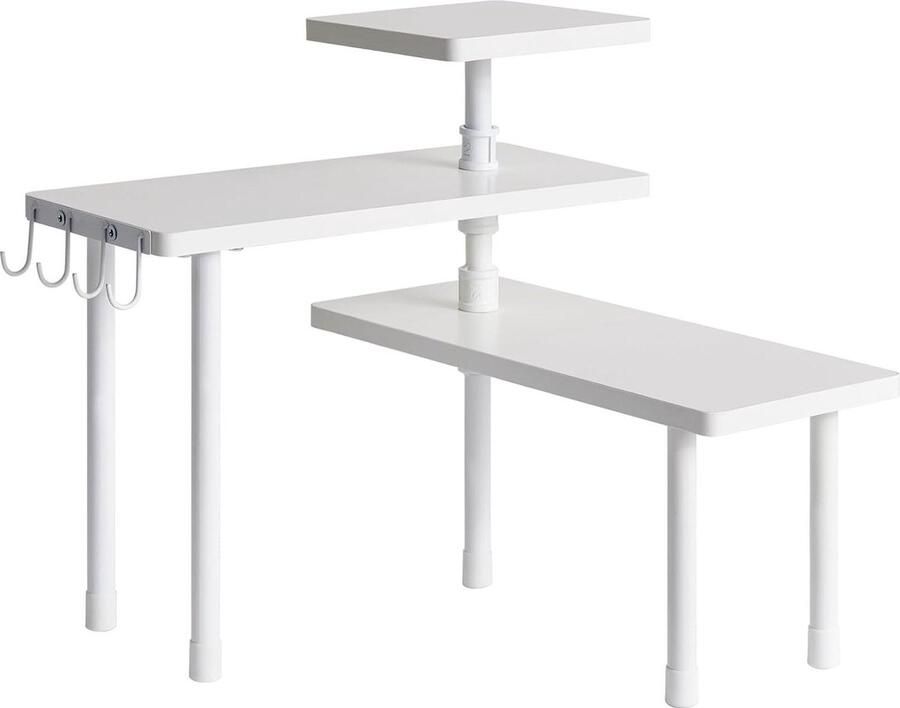VORLOU Aanrecht organizer hoekplank 3-laags kruidenrek TLJ003W Ruimtebesparende keukenorganizer