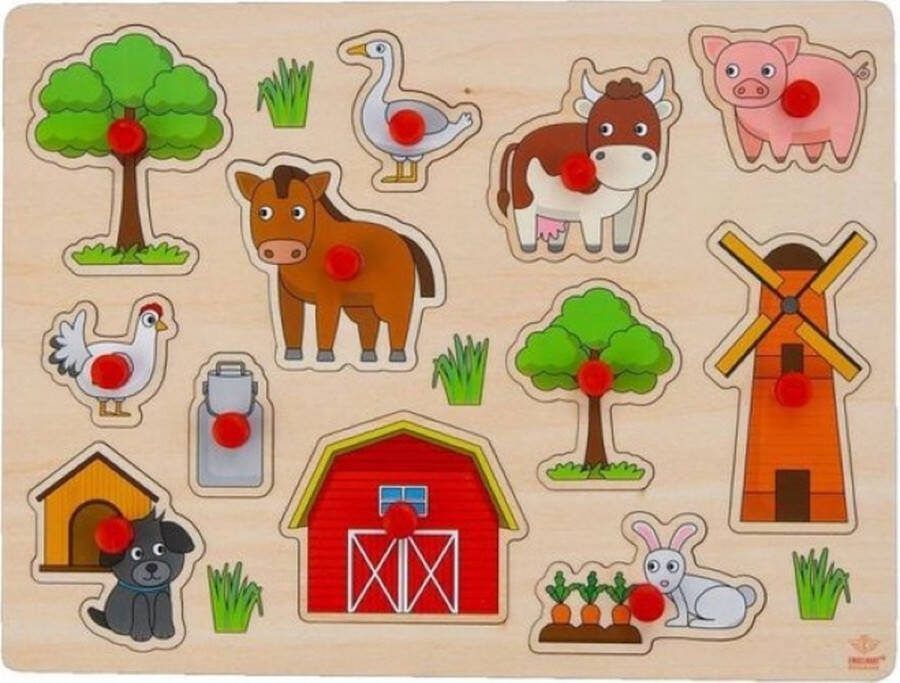 Vormenpuzzel boerderij junior 22 x 30 cm hout 13-delig