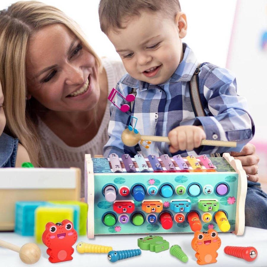Vormenstoof Educatief Houten Montessori Speelgoed Meisjes Jongens 1 3 Jaar Xylofoon Hamerspel Magnetisch Hengelspel Motoriek Geschenk 2 6 Jaar