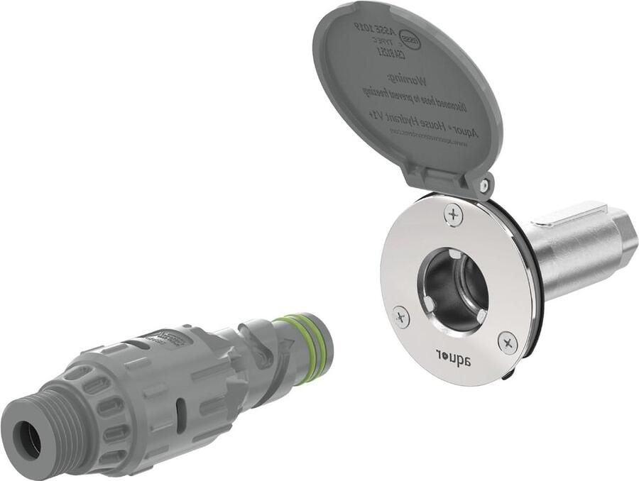 Vorstvrije wandkraan House Hydrant V1+ met snelkoppeling en anti-sifon vriesbestendige spoelslang 2 inch leisteen grijs Buitenkraan