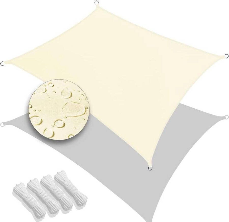 VOUNOT Zonnezeil Rechthoekig Waterdicht UV-bescherming Beige Balkon Tuinterras 3x2m schaduwdoek