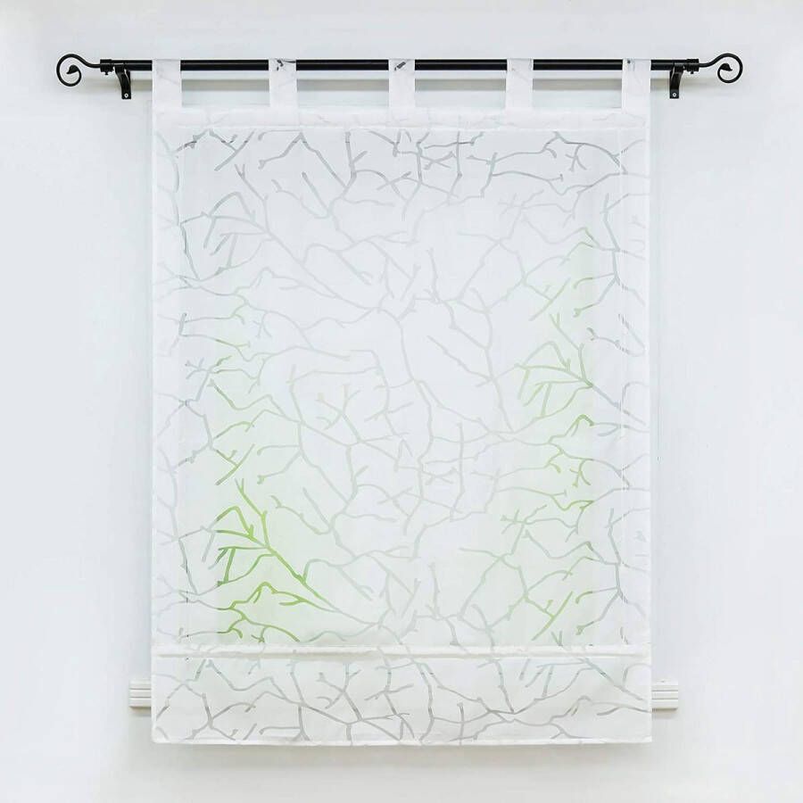 Vouwgordijn van polyester met takpatroon raamdecoratie voor slaapkamer keuken badkamer eenvoudig en verstelbaar wit 1 stuk lxh 120x140cm