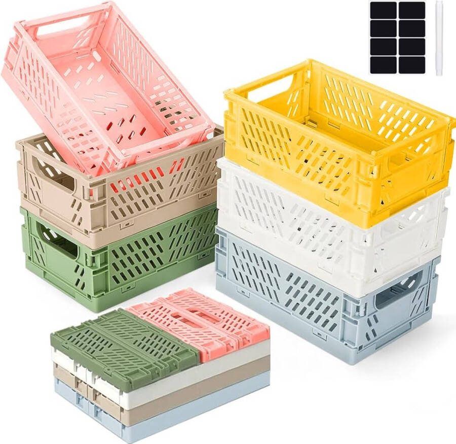 Vouwkist 6 stuks klapbox mini klapkisten stapelbaar klapmand opbergkist voor slaapkamer keuken badkamer kantoor (15 x 9 7 x 6 cm)