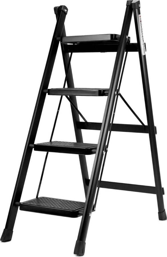 Vouwladder 4 treden staal 150 kg belasting voor keuken bibliotheek