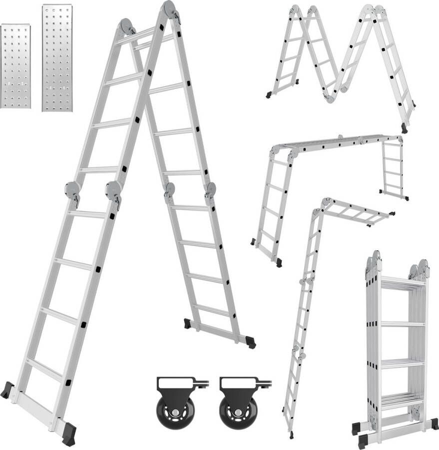 Vouwladder 4x4 Leunladder Aluminium Multifunctionele ladder Verlengladder