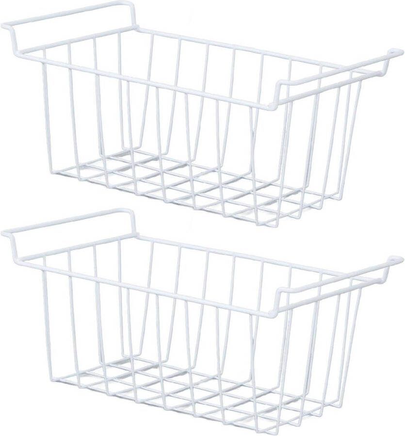 Vriezer Organizer Bakken Diepvries Mand Opbergrek met Handvatten Metalen Draadmanden voor Keukenkasten Pantry