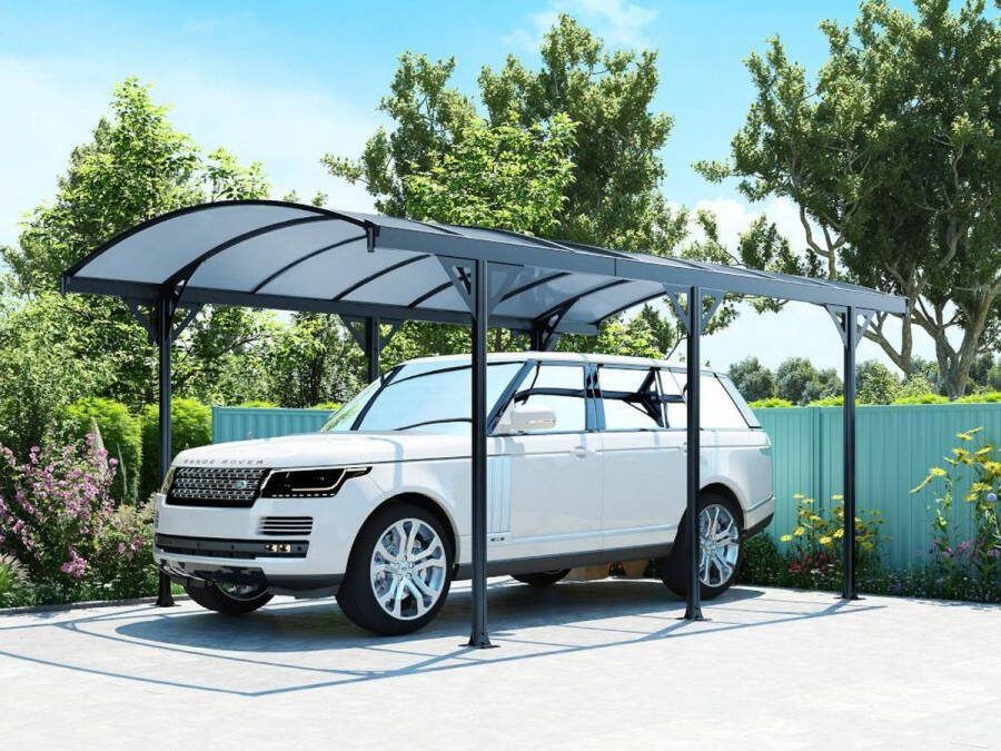 Vente-unique Vrijstaande carport van aluminium GENARO Grijs 15 3 m² L 508 cm x H 230 cm x D 302 cm