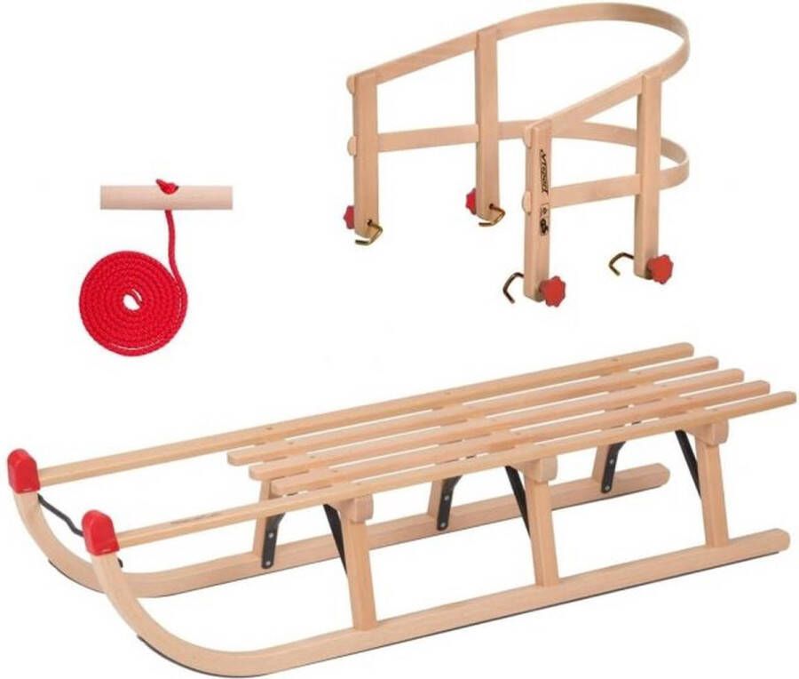 Colint VT Sport Houten Slee Davos met Houten Rugleuning 110cm Incl. Trektouw Made in EU