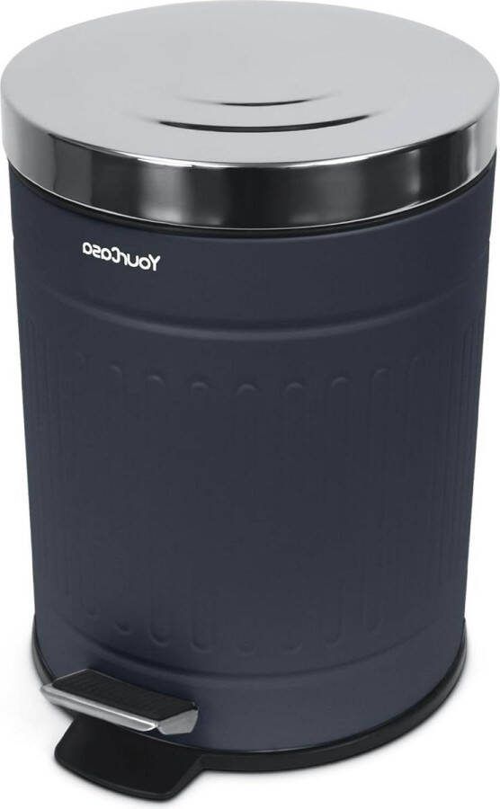 Vuilnisbak 5 l roestvrij staal voor badkamer Retro Deisgn cosmetica-emmer met deksel en softclose woonkamer prullenbak kleine afvalemmer