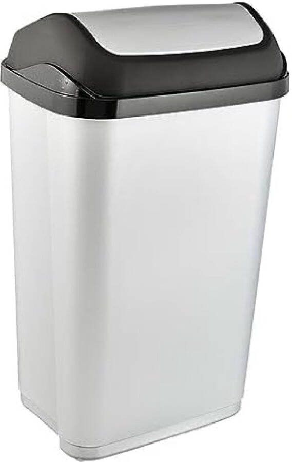 Vuilnisbak met swing-deksel 50 l zilver