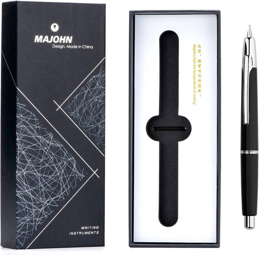 Vulpen Extra Fijne Penpunt Doos intrekbare Zwarte hars Inkt Converter Schrijfpen set (Zilveren Clip Versie)
