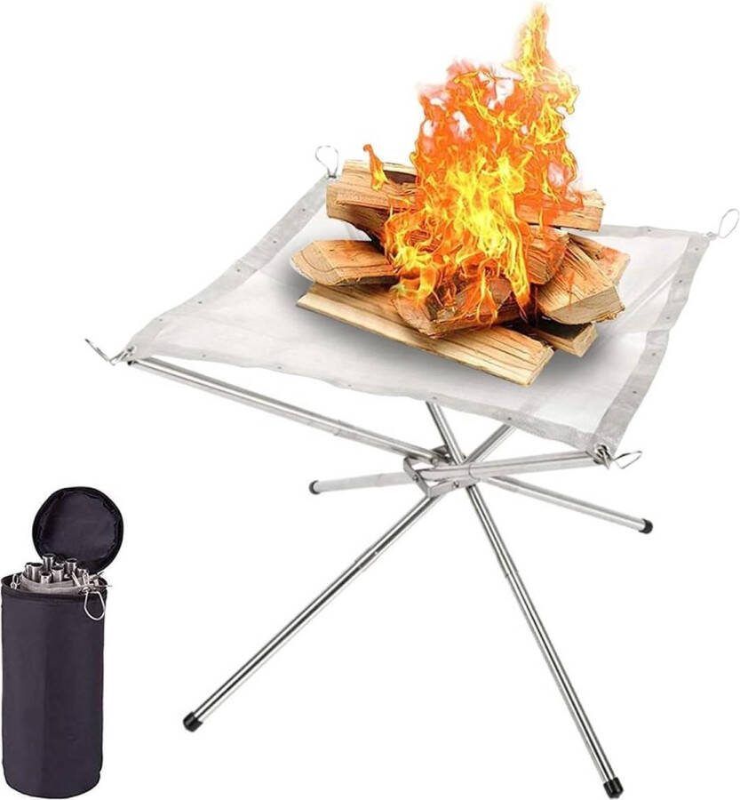 Vuurkorf Draagbare vuurplaats Buiten Camping Roestvrij staal Gaas Open haard Met draagtas Opvouwbare standaards Picknick Vreugdevuur Vuurkorven Houtbranden Voor terras Camping Barbecue