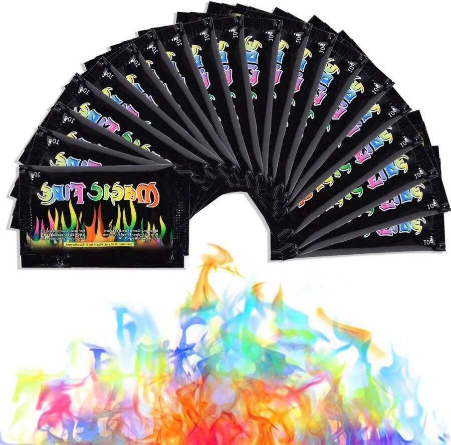 Vuurkorf Magic Fire poeder 10 g x 20 cm kleurverandering poeder neonflammen Halloween en Kerstmis 200 g