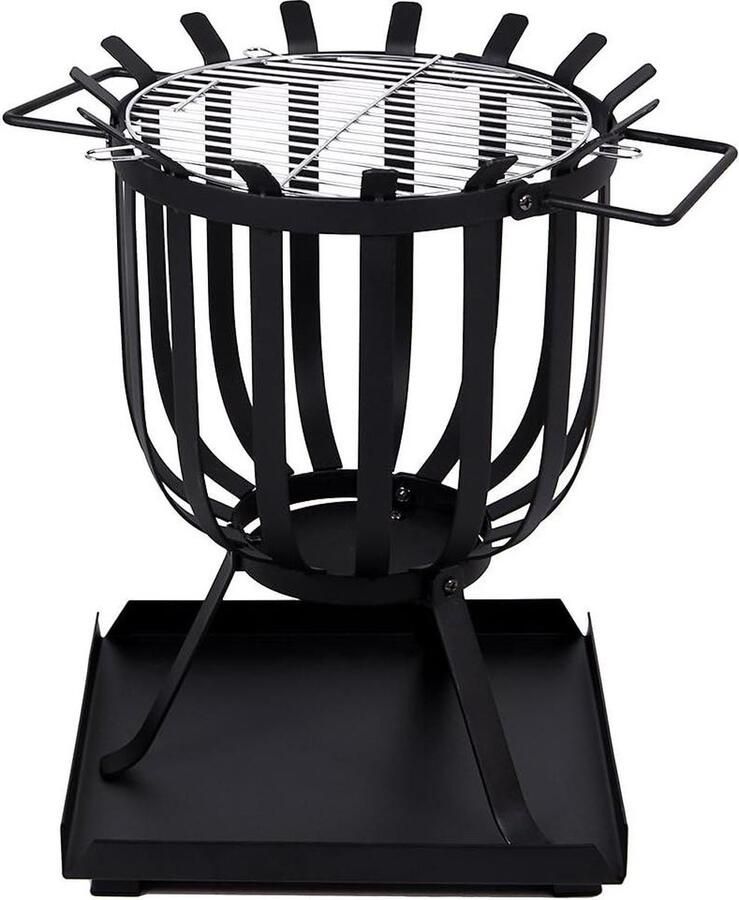 Vuurschaal met aslade rechthoekig BBQ grill Stalen Duurzaam