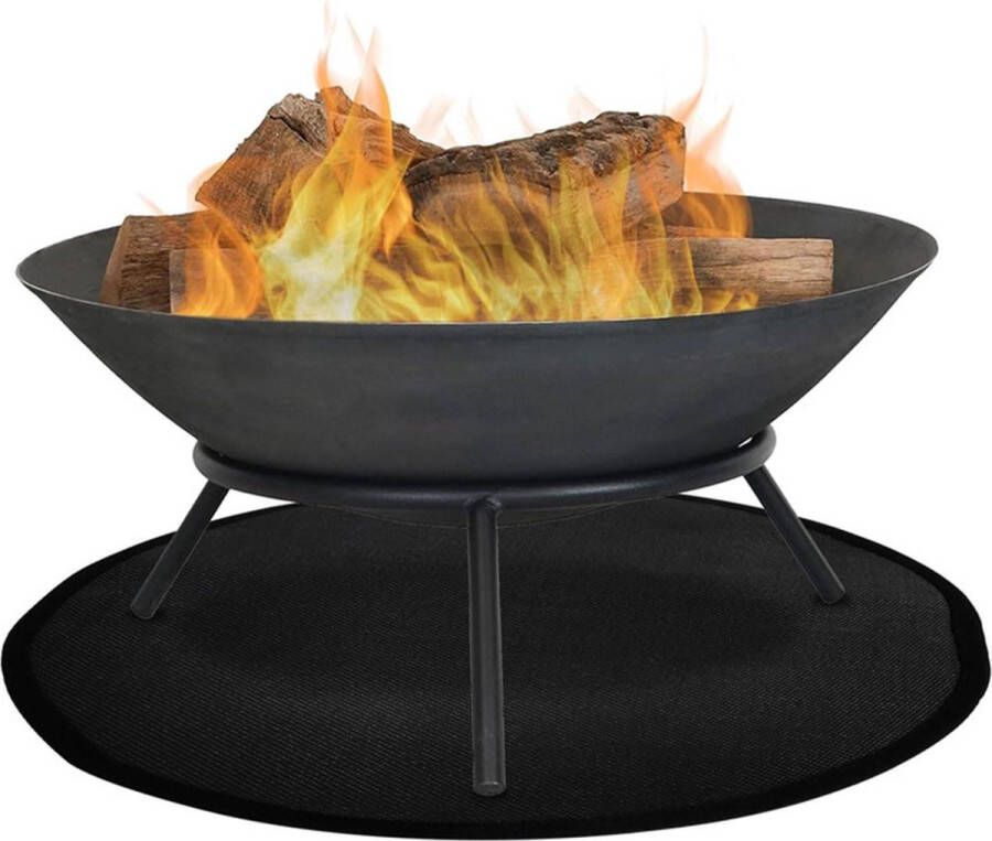 Vuurschaal onderlegger vuurvaste BBQ-grillmat rond zwart vloerbescherming grill 3 lagen vuurbestendige mat vuurplaatpad dekbescherming