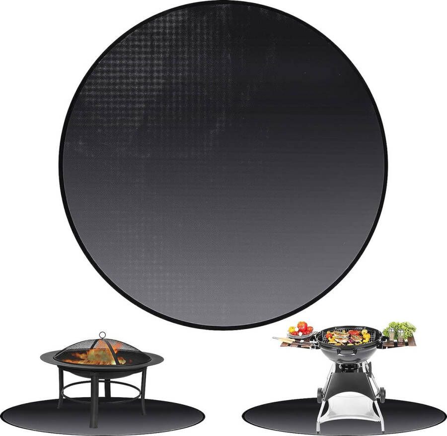 Vuurvaste onderlaag 39 inch rond brandwerende mat 3 lagen vuurbestendig glasvezel-aluminiumfolie vuurkorf mat BBQ-grillmat voor vloer gazon camping afdekbescherming