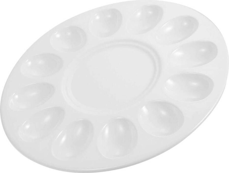 Waaier dienblad witte keramische organizer Housoutil schaal voor grill garnalen citroenen pasta eieren vlees Pasen opslagcontainer met kogelvormige gaten egg tray