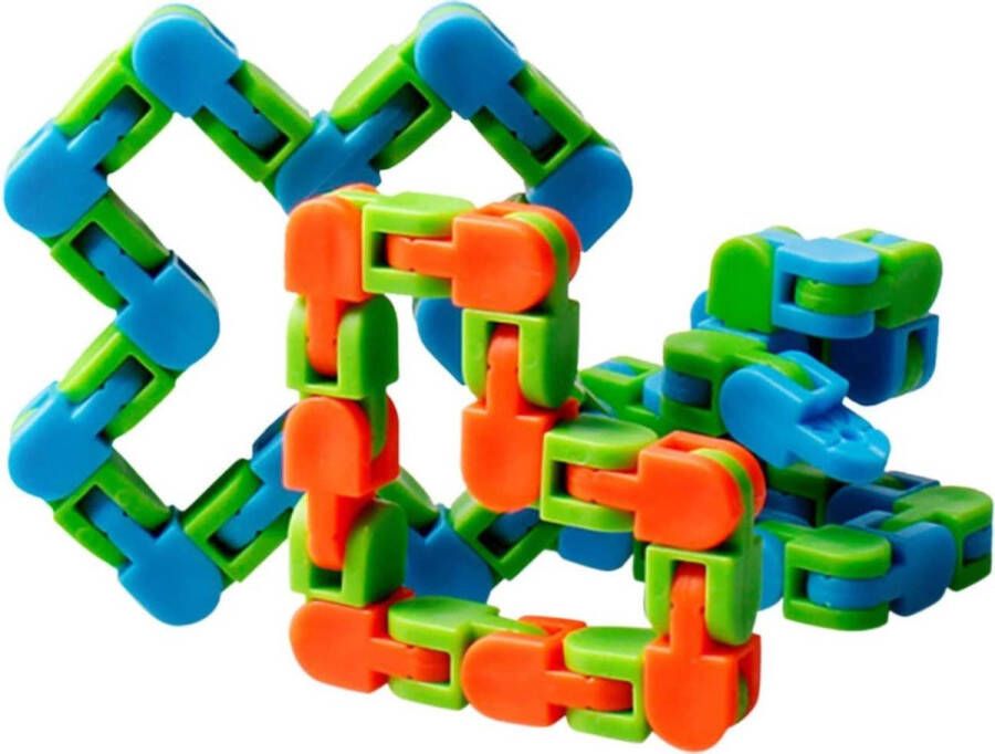Wacky Tracks Fidget Toys Snake Puzzles Ketting Stressbestendig Anti-Stress Oranje Groen