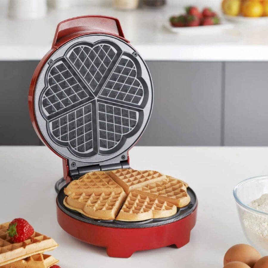 Wafelijzer Klassieke hartwafels Wafelmaker Voor Wafels In Hartvorm Met Indicatielampje Antiaanbaklaag Cool Touch-Handvat Retro-design 1000 Watt Zwart
