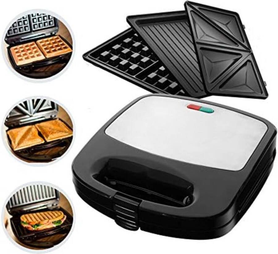 Wafelijzer met Verwisselbare Platen Wafelijzer met Uitneembare Platen Wafelijzer 3-in-1